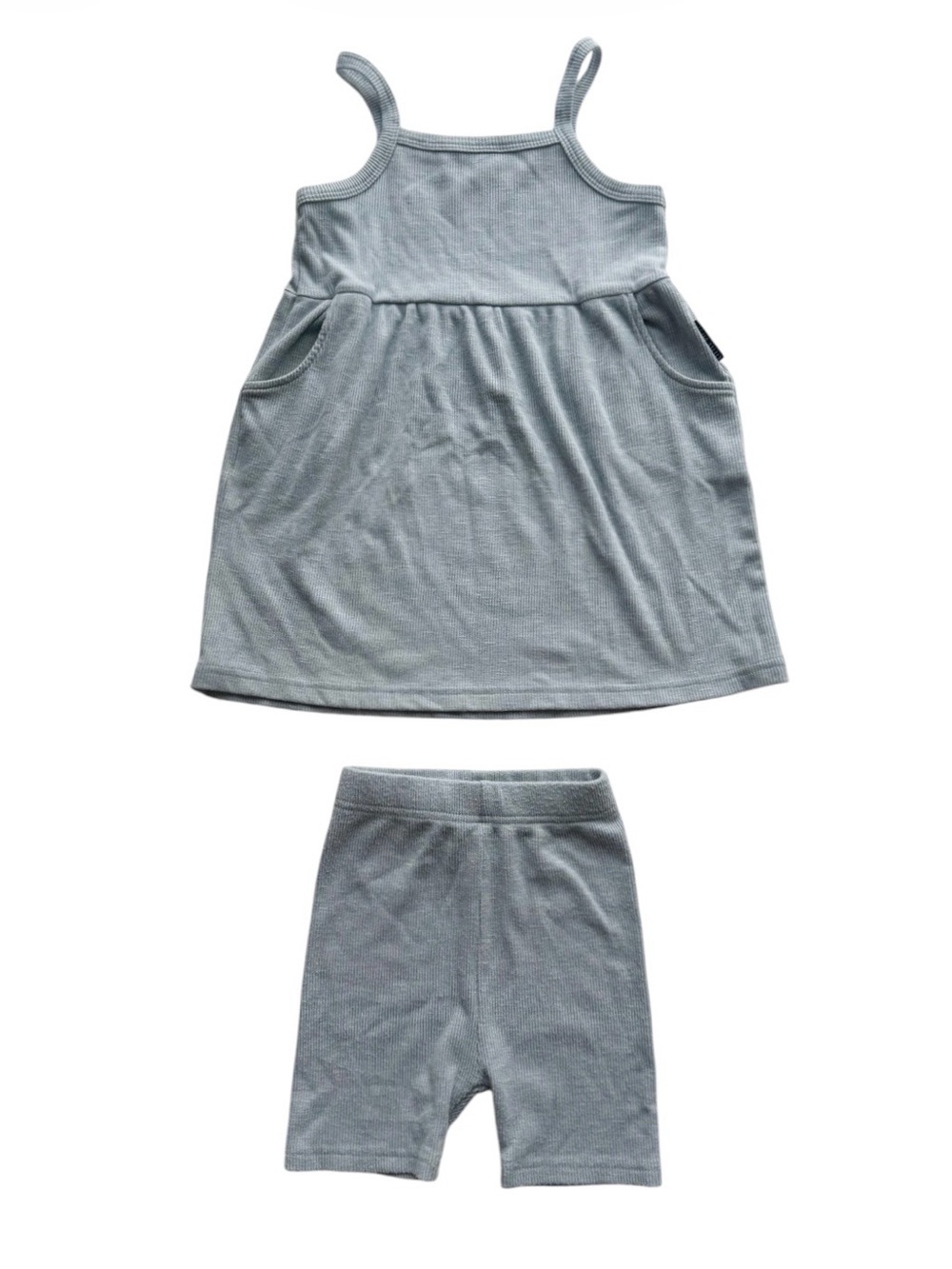 Little Bipsy Ribbed Tank Dress and Bike Shorts - Sea Side Blue Size 3T/4T